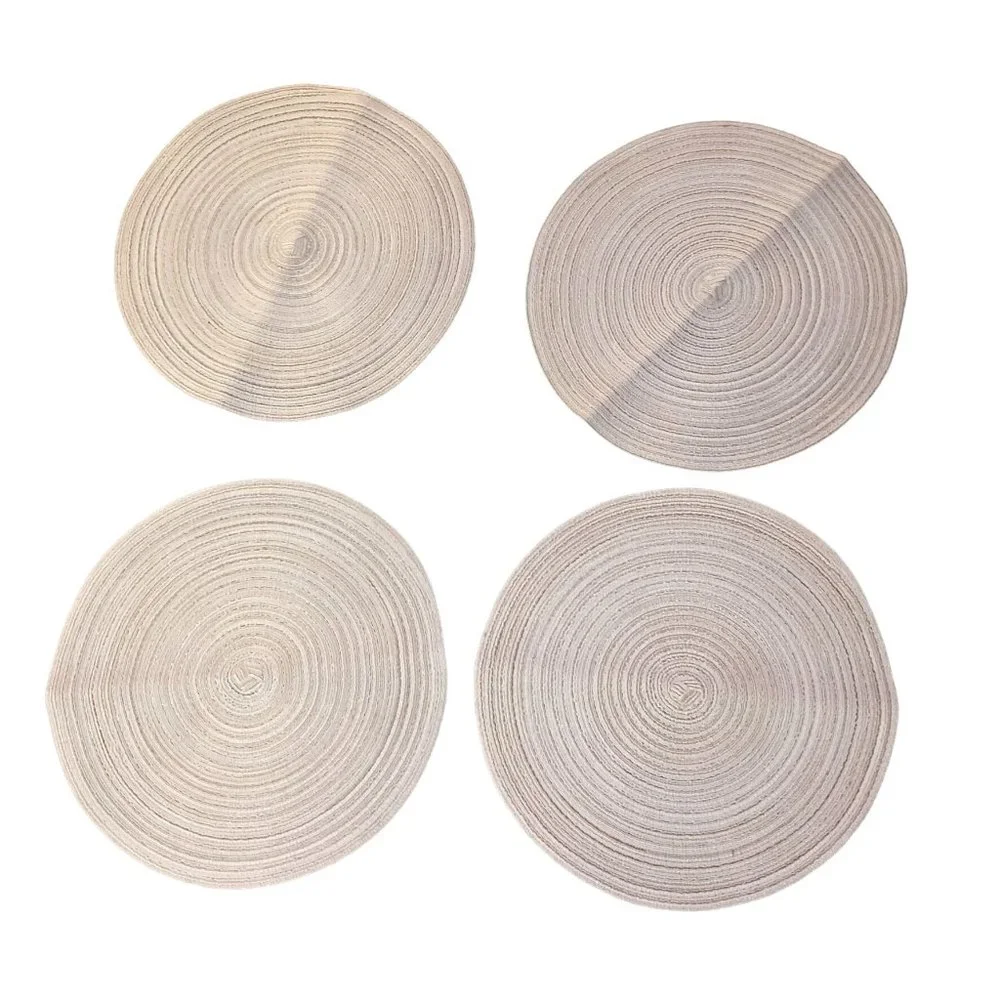 Panda Palm Round Placemats NEW Ivory White Set of 4